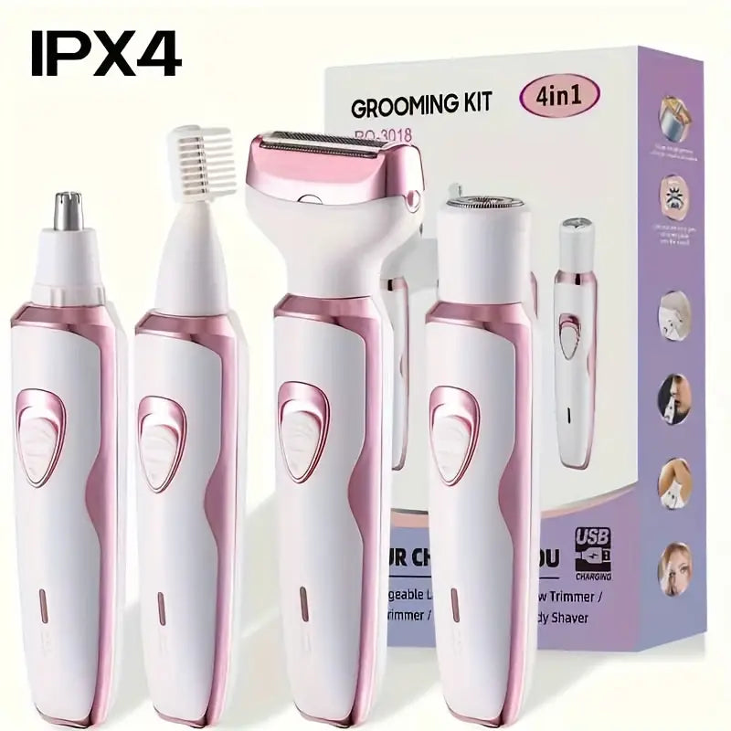 4-in-1 Women’s Electric Shaver – Rechargeable and Portable