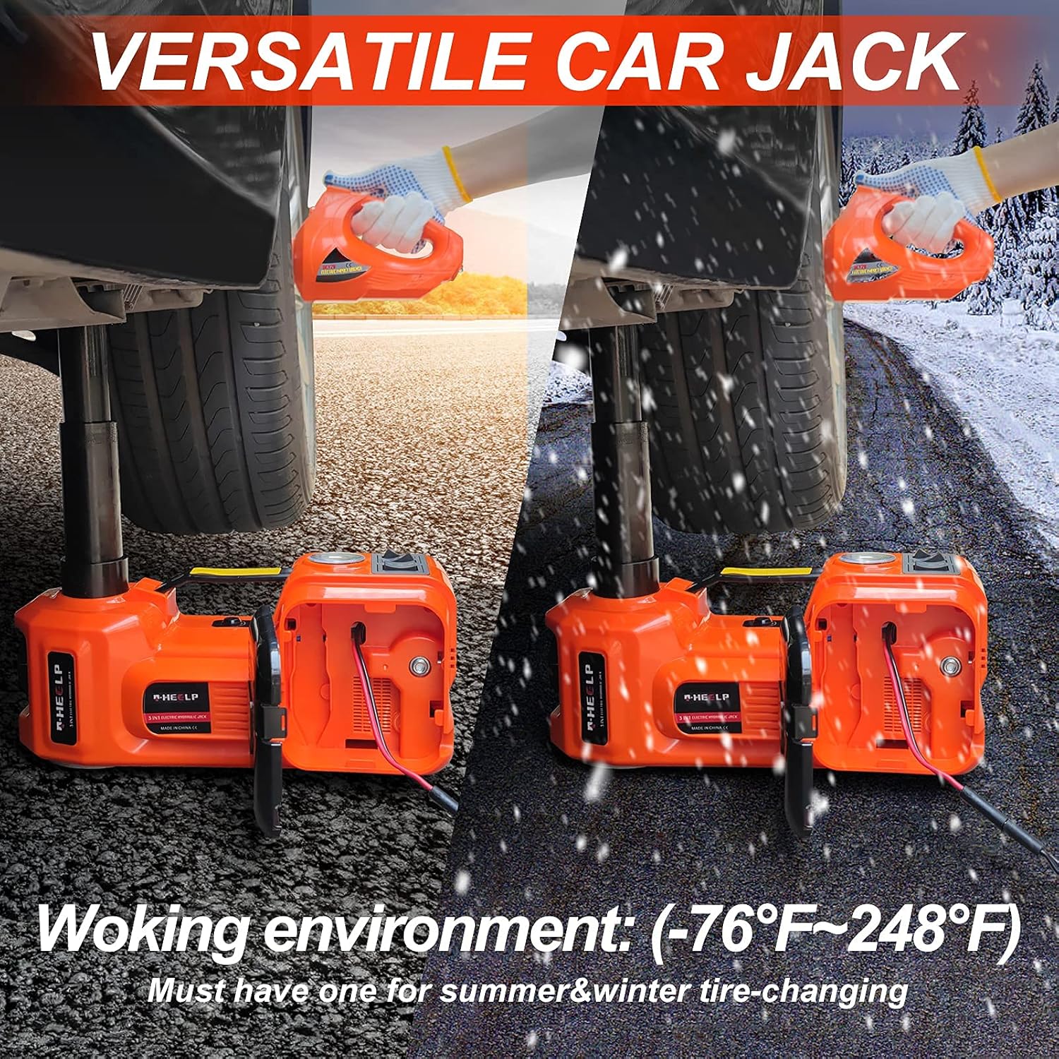 Hydraulic Electric Car Jack with LED Light, Supports up to 5 Tonnes